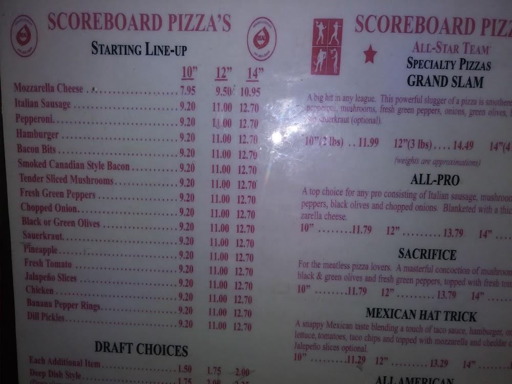 Scoreboard Pizza Menu image 2